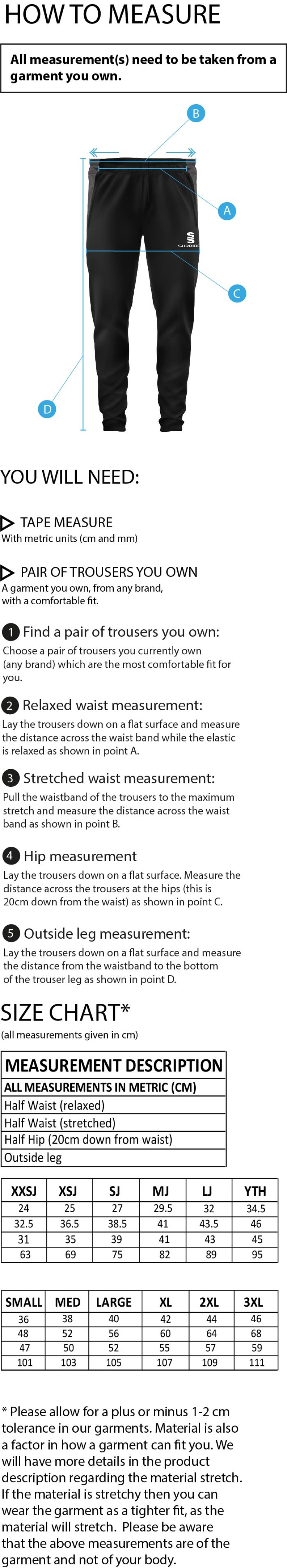 Isle of Wight HC - Dual Skinny Pant - Size Guide