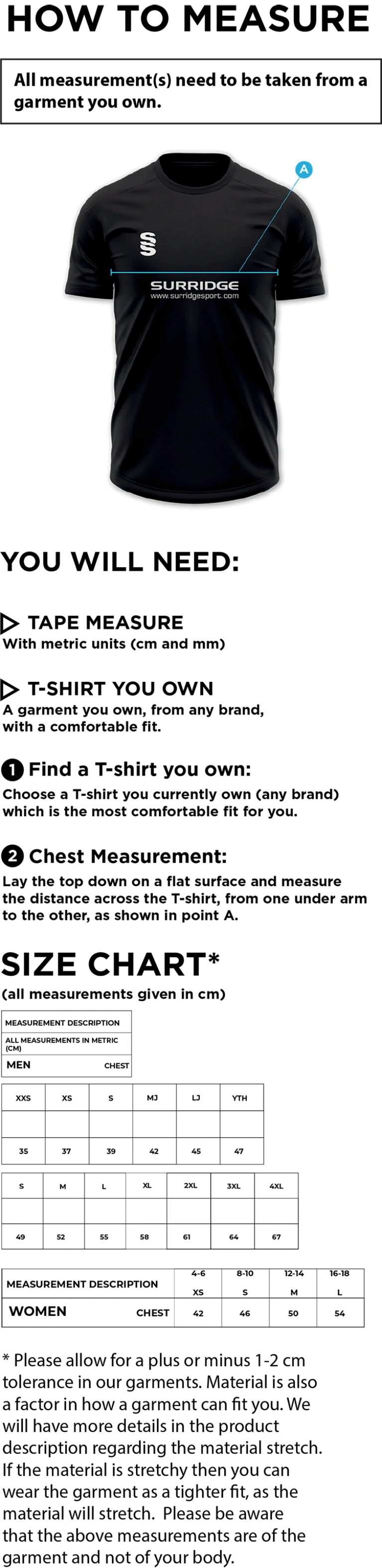 Isle of Wight HC - Dual Games Shirt - Women's - Size Guide