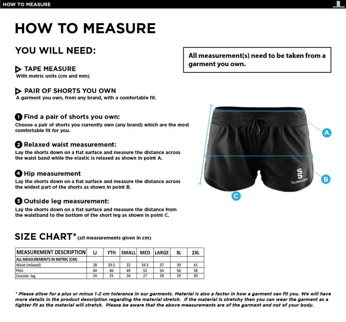 Isle of Wight HC - Dual Active Short - Women's Fit - Size Guide