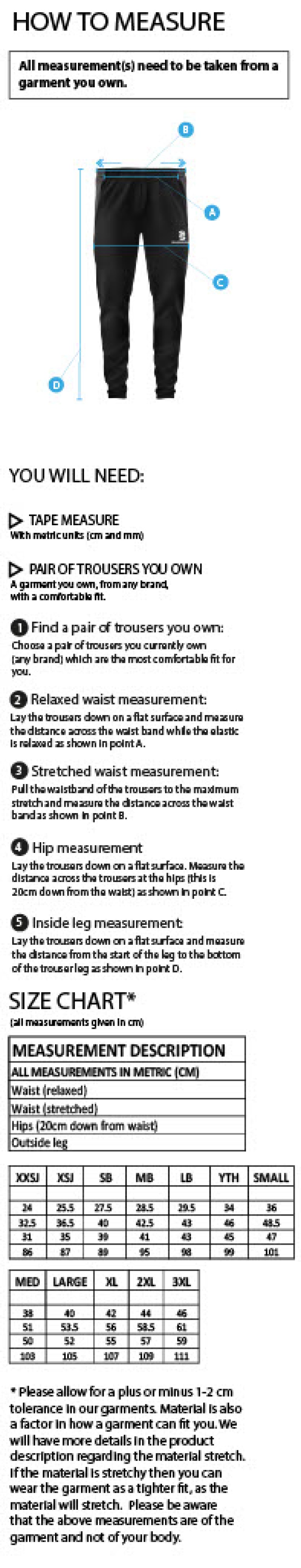 Isle of Wight HC - Dual Skinny Pant - Size Guide