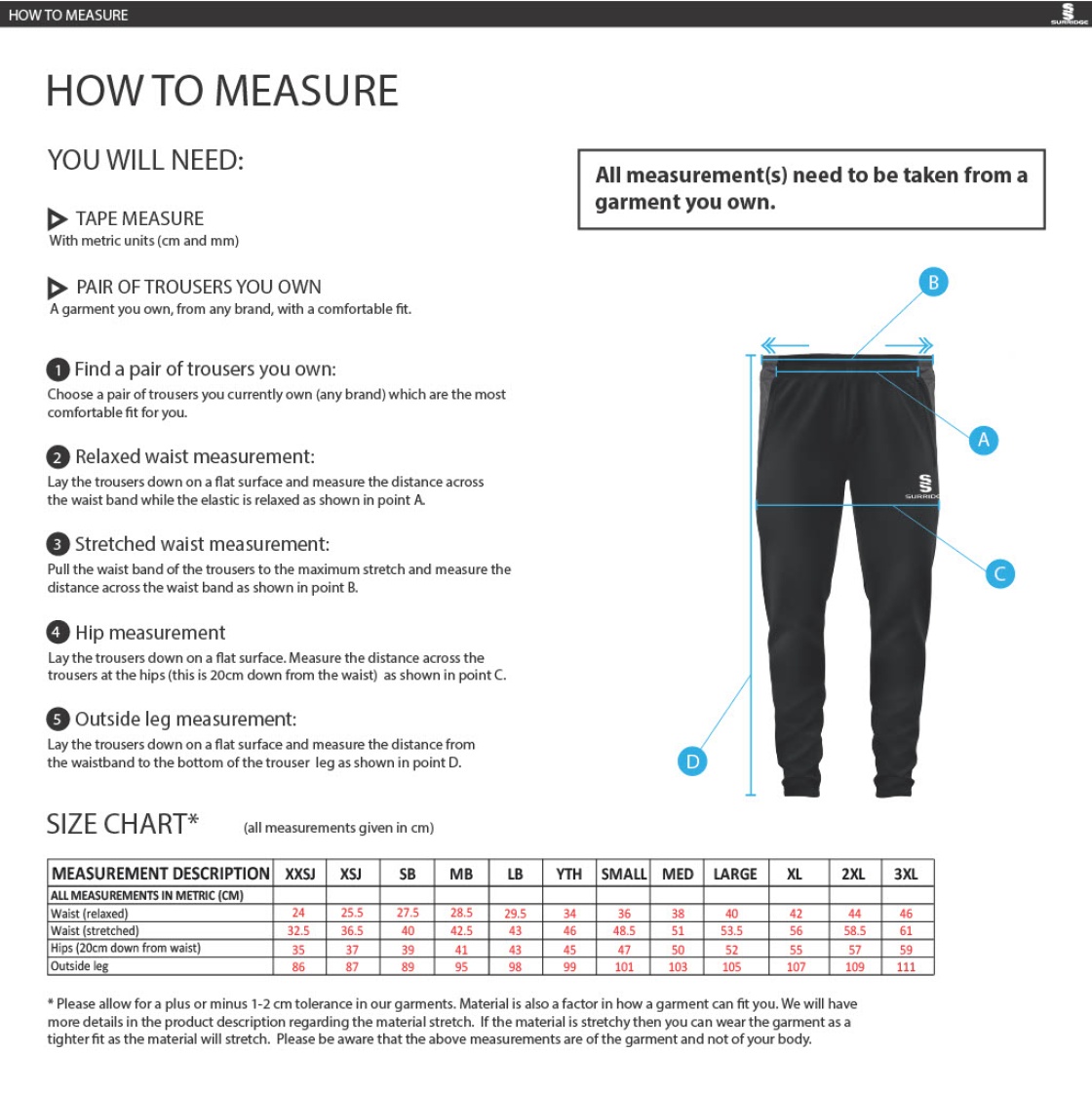 Isle of Wight HC - Dual Skinny Pant - Size Guide